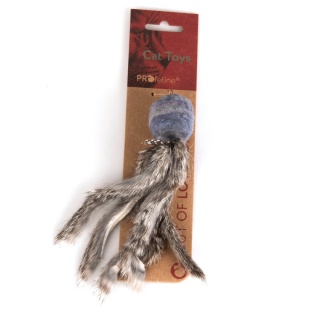 Profeline zawieszka wełniana kulka z króliczym futrem i piórkami